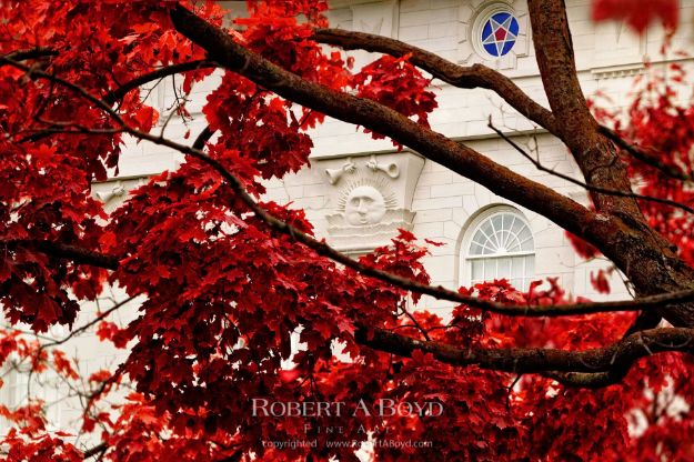 Picture of Nauvoo Temple Red Leaves