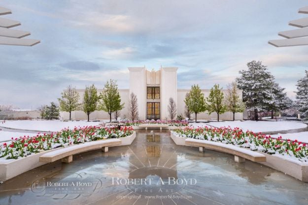Picture of Denver Temple Snow Looking East