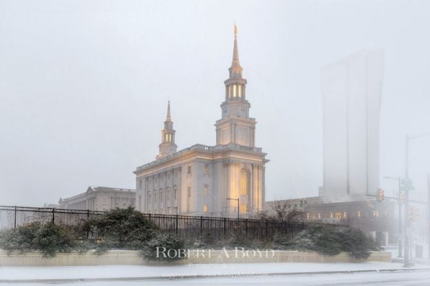 Picture of Philadelphia Temple Winter Storm