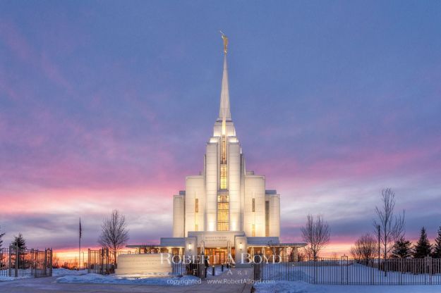 Picture of Rexburg Temple Winter Sunset