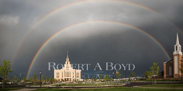 Picture of Saratoga Springs Temple- Double Rainbow