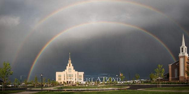 Picture of Saratoga Springs Temple- Double Rainbow