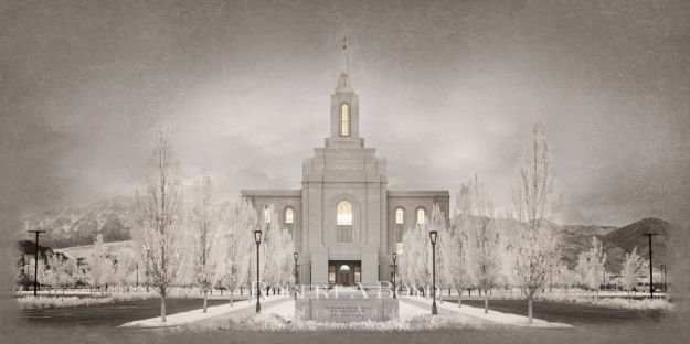 Orem Utah Temple in gray tones